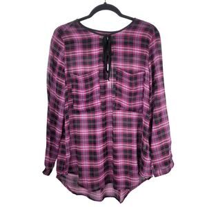 Three Eighty Two Peasant Kiera Revolve Women's Tunic Plaid Size L